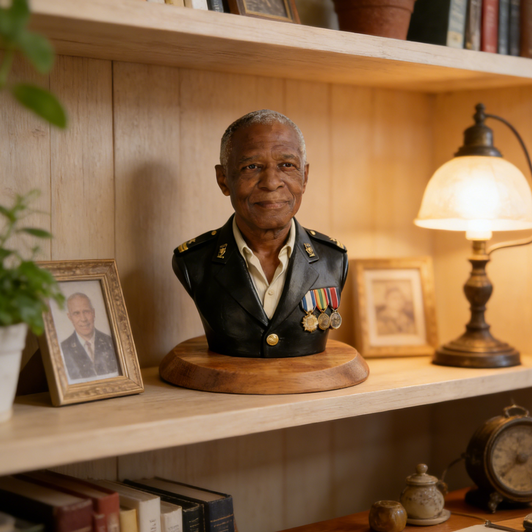 Personalized Highly Realistic Full-Color 3D Bust with Arms Memorial Figurine