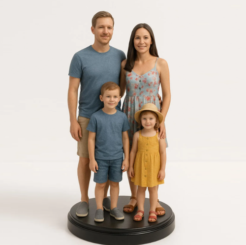Personalized Highly Realistic Full-Color 3D 4-Person Family Model of the Entire Body