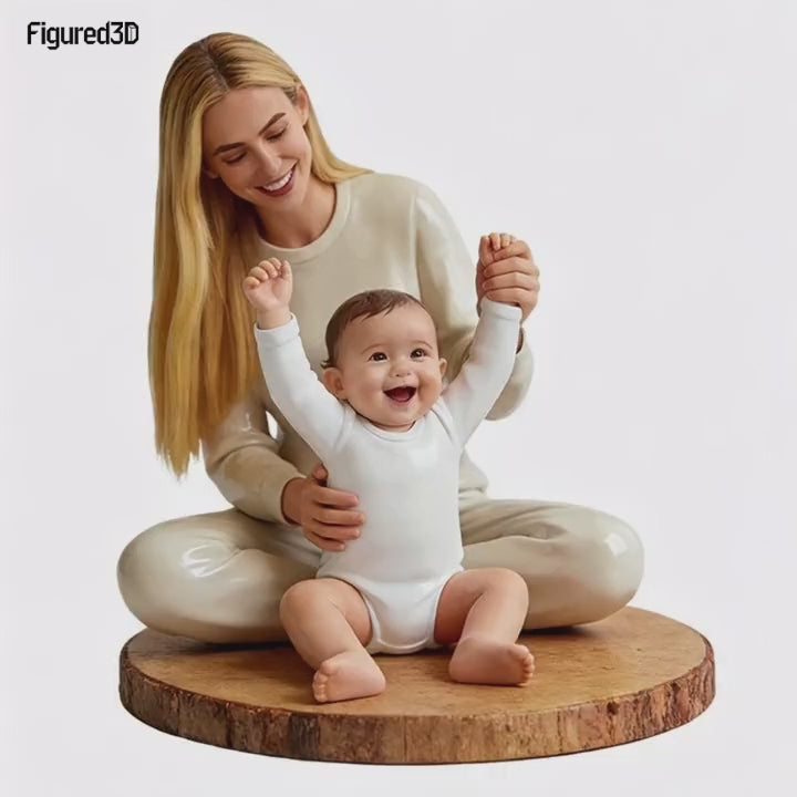 Customized Heartwarming 3D Memorial Statue: Multi-Generational Mother & Child Figurine with Dynamic Posing